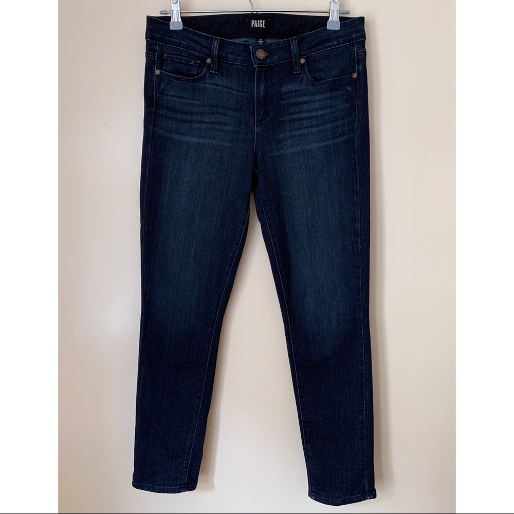 PAIGE • 28 • Dark Wash Skinny Skyline Ankle Peg Denim Jeans 28” Inseam